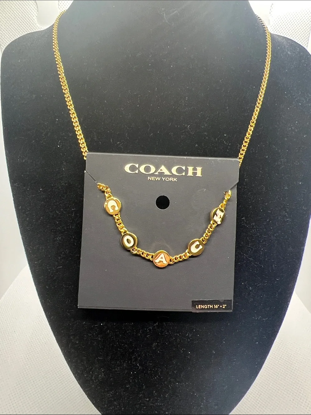 Coach Gold Letter Charm Necklace - Shiny Gold